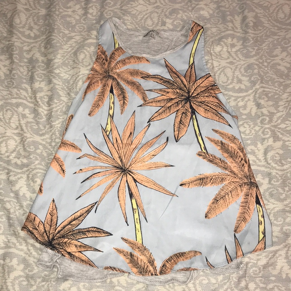 Zara palm tree open back flowy tank top